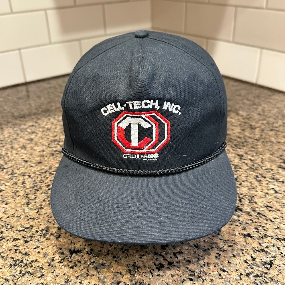 Cell-Tech Cellular One by GEORGE! Rope Hat Snapback Cap Men OS Black Cotton